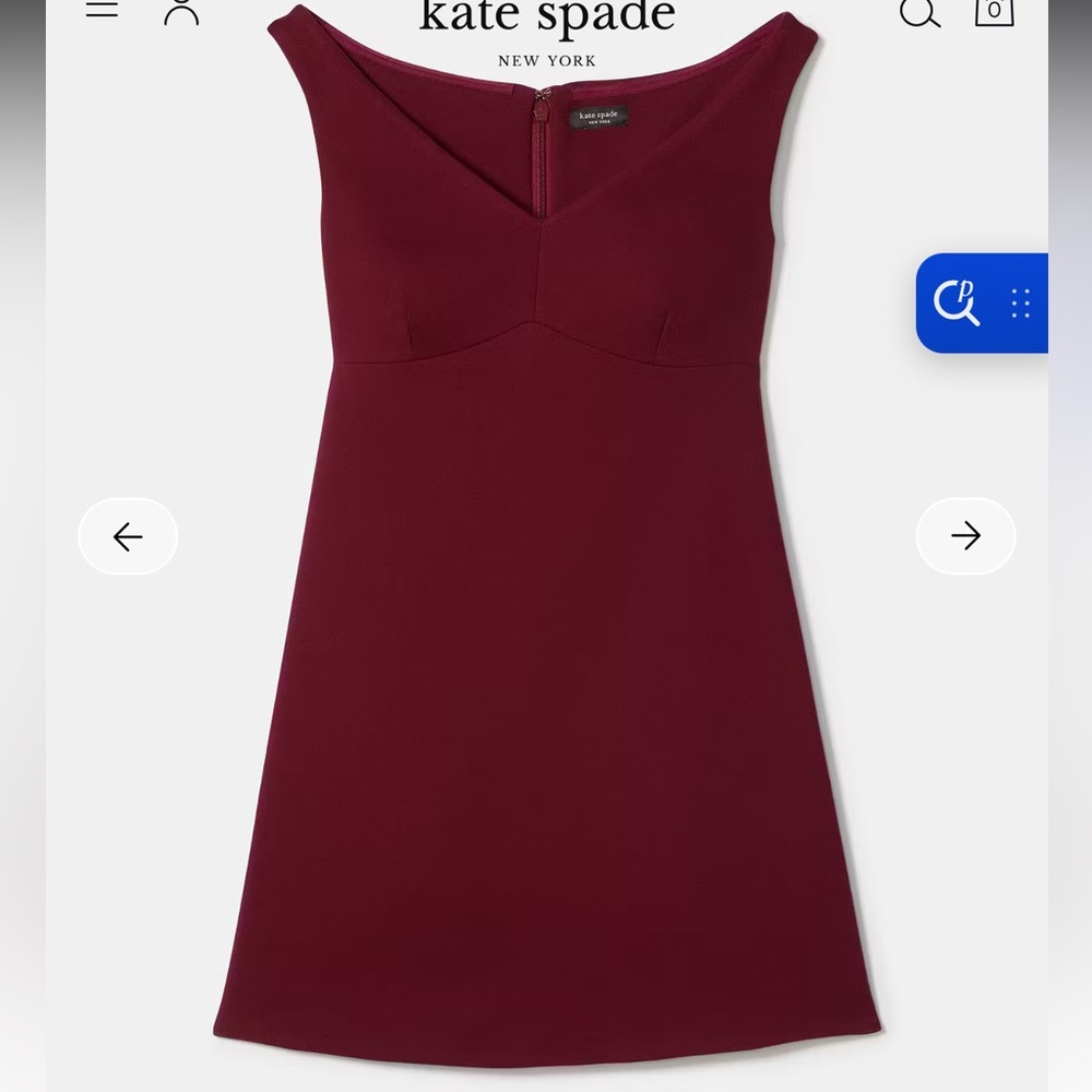 Kate Spade Burgundy V neck Mini Dress